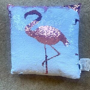 Miniso sequined cushion flamingo pink white